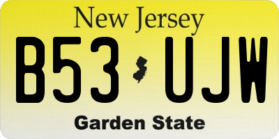 NJ license plate B53UJW