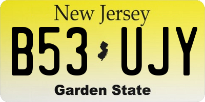 NJ license plate B53UJY