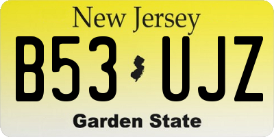NJ license plate B53UJZ