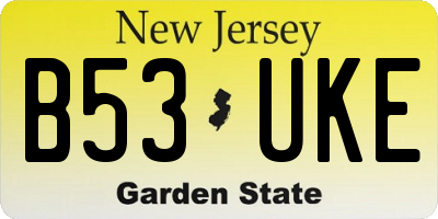 NJ license plate B53UKE