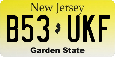 NJ license plate B53UKF