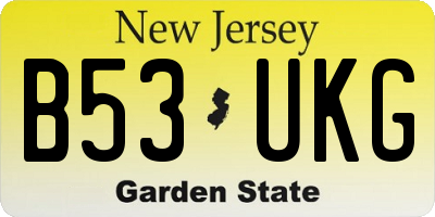 NJ license plate B53UKG