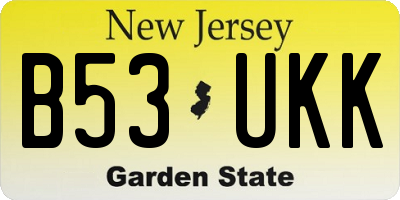 NJ license plate B53UKK