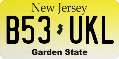 NJ license plate B53UKL