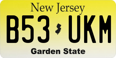NJ license plate B53UKM