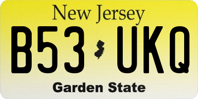 NJ license plate B53UKQ