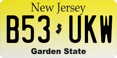 NJ license plate B53UKW