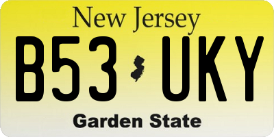 NJ license plate B53UKY