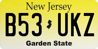 NJ license plate B53UKZ