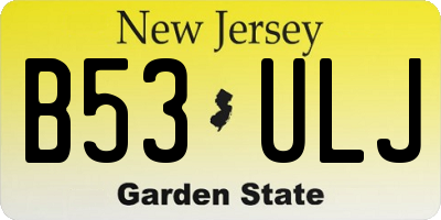 NJ license plate B53ULJ