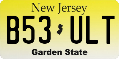 NJ license plate B53ULT