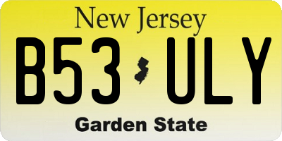 NJ license plate B53ULY