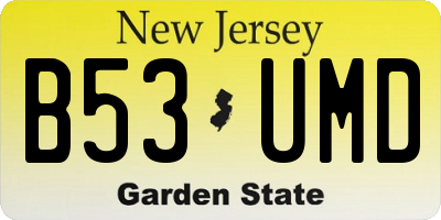 NJ license plate B53UMD