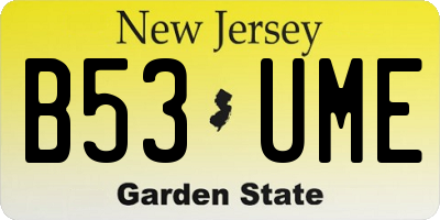 NJ license plate B53UME