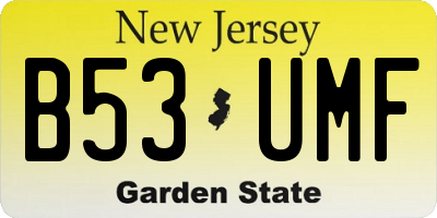 NJ license plate B53UMF