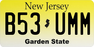 NJ license plate B53UMM