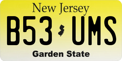 NJ license plate B53UMS