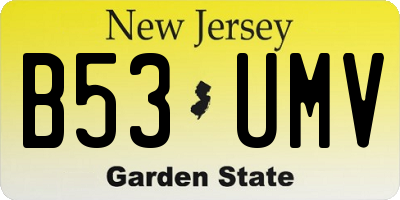 NJ license plate B53UMV
