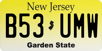 NJ license plate B53UMW