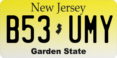 NJ license plate B53UMY