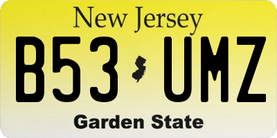 NJ license plate B53UMZ