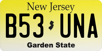 NJ license plate B53UNA