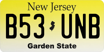NJ license plate B53UNB