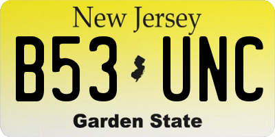 NJ license plate B53UNC
