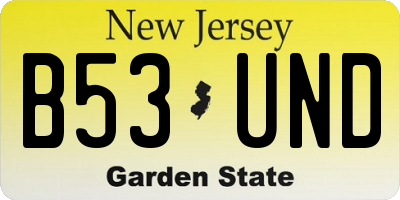 NJ license plate B53UND