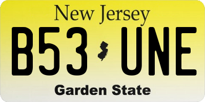 NJ license plate B53UNE