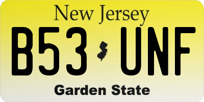 NJ license plate B53UNF