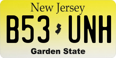 NJ license plate B53UNH