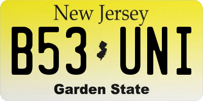 NJ license plate B53UNI