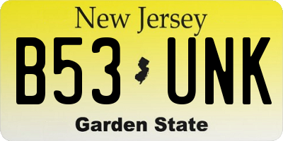 NJ license plate B53UNK