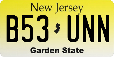 NJ license plate B53UNN