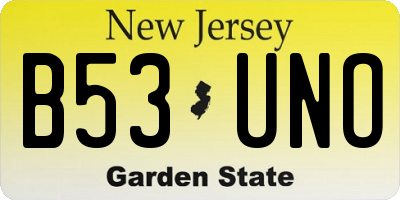 NJ license plate B53UNO