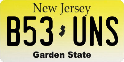 NJ license plate B53UNS
