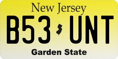 NJ license plate B53UNT