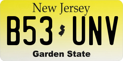 NJ license plate B53UNV