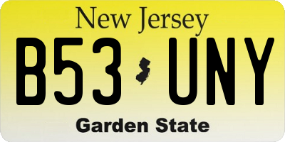 NJ license plate B53UNY