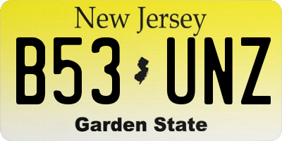 NJ license plate B53UNZ