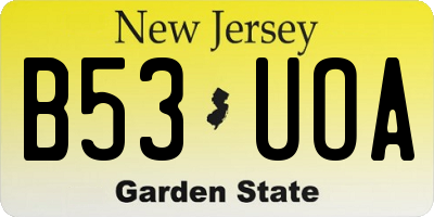 NJ license plate B53UOA
