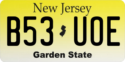 NJ license plate B53UOE