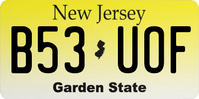NJ license plate B53UOF