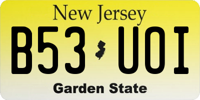 NJ license plate B53UOI
