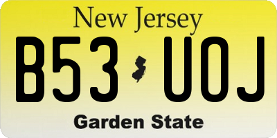 NJ license plate B53UOJ