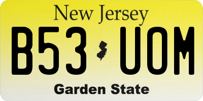 NJ license plate B53UOM