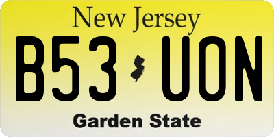 NJ license plate B53UON