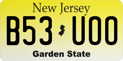 NJ license plate B53UOO