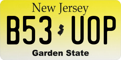 NJ license plate B53UOP